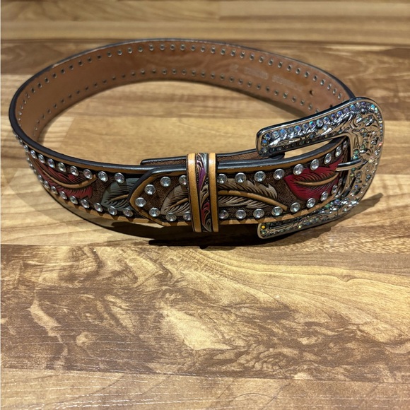 Angel Ranch Feathers & Stones Tan Belt Leather Multicoloured Kids - Picture 2 of 11